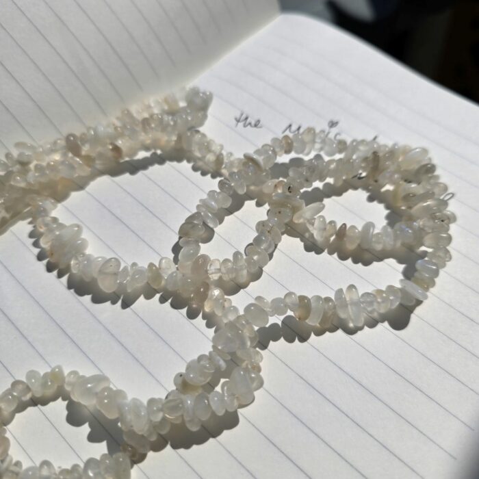Long 36 inch Rainbow Moonstone Chip Gemstone Necklace - Limited Edition - Image 4