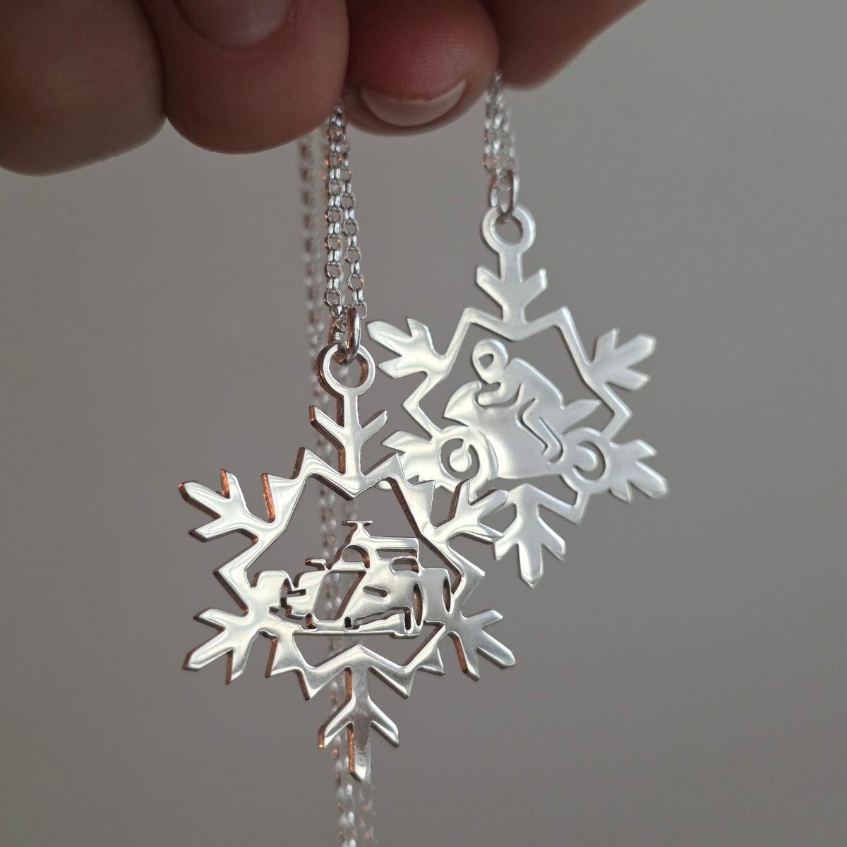 Snowflake Motorsports F1 Car Necklace in Sterling Silver - Image 2