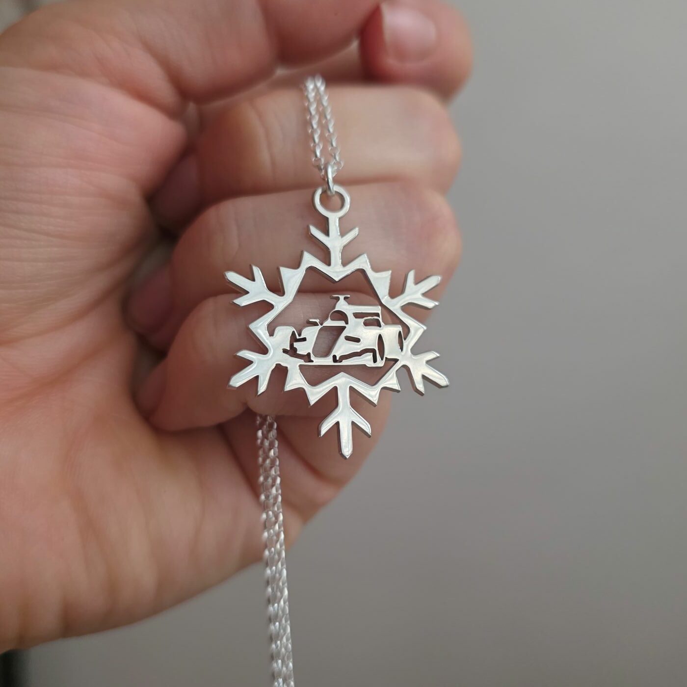Snowflake Motorsports F1 Car Necklace in Sterling Silver - Image 3