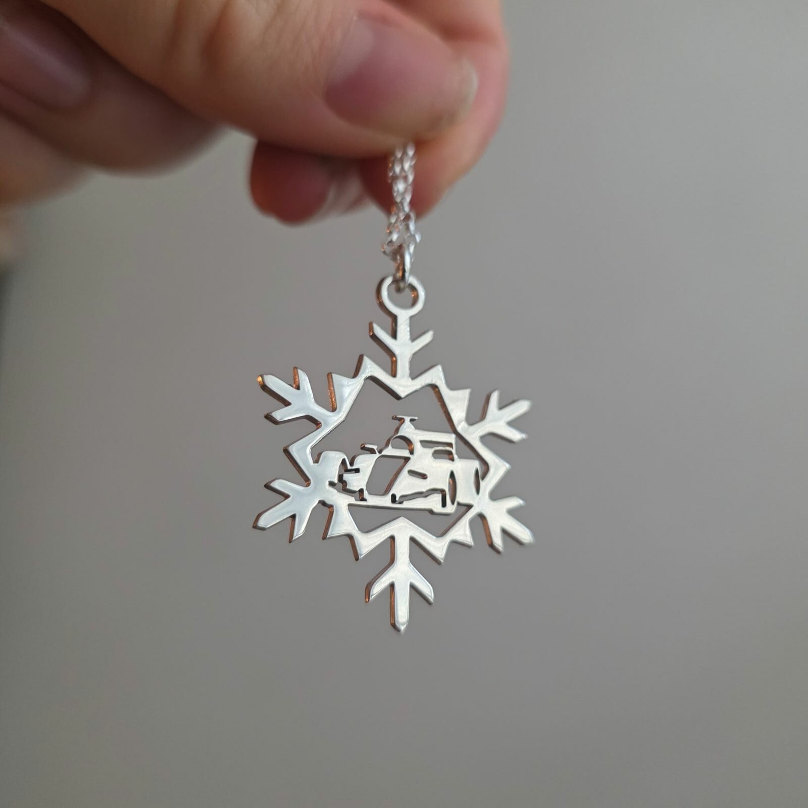 Snowflake Motorsports F1 Car Necklace in Sterling Silver - Image 4
