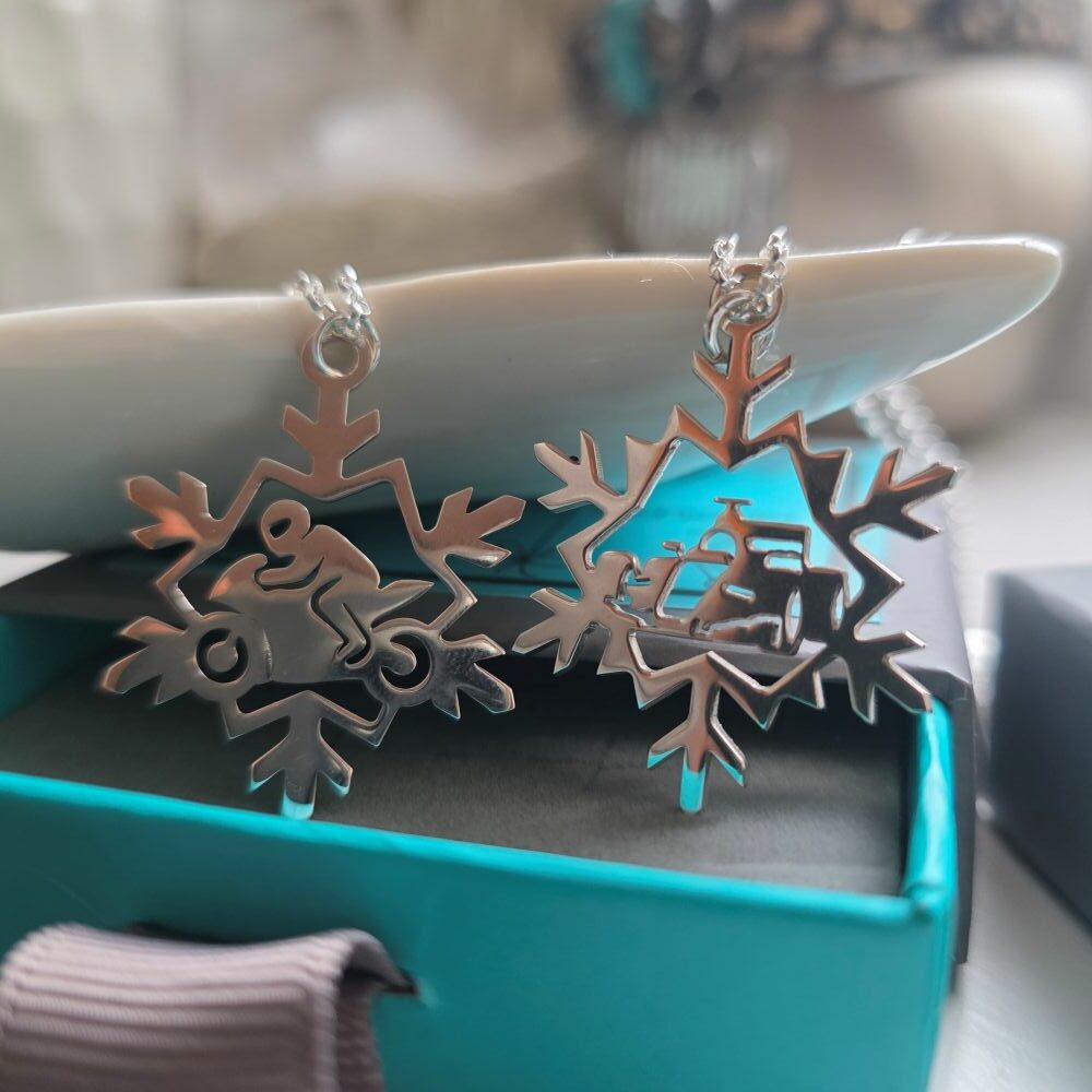 Snowflake Motorsports Motorbike Necklace in Sterling Silver - Image 2