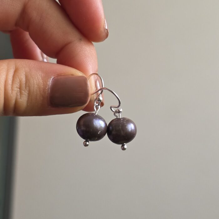 Bargain Hunters Treasure Drop Earrings 19 - Deep Purple Fresh Water Pearls and Sterling Silver