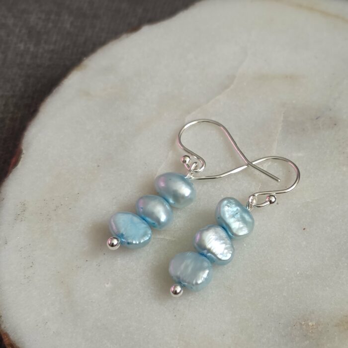 Bargain Hunters Treasure Drop Earrings 20 Turquoise Stacked Pearls and Sterling Silver