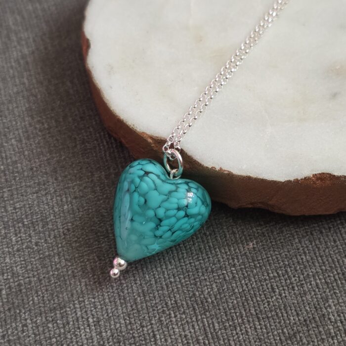 Sea Foam Green Venetian Glass Heart Necklace - Alyssa's Birthday Special - Image 4