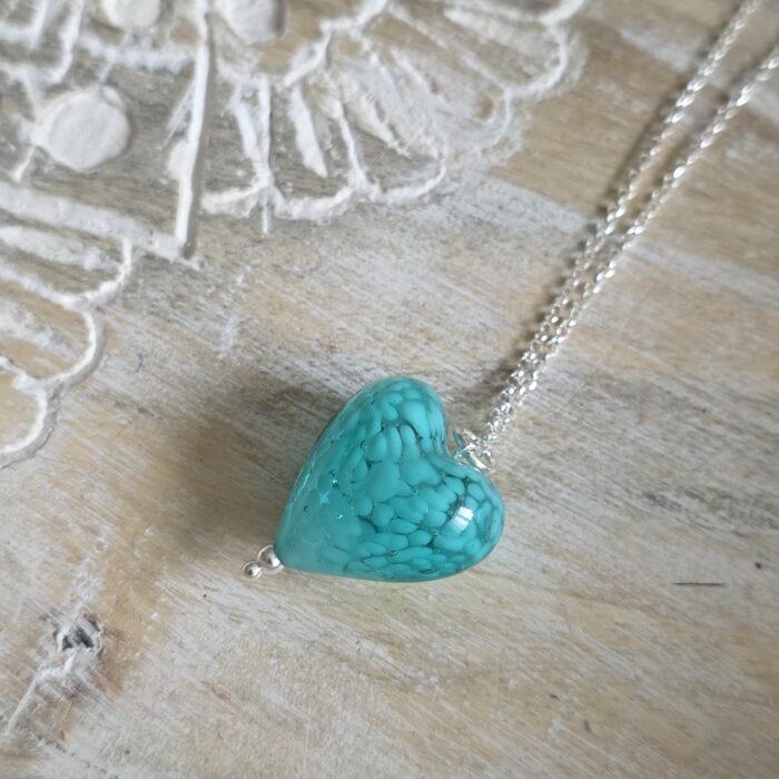 Sea Foam Green Venetian Glass Heart Necklace - Alyssa's Birthday Special - Image 2