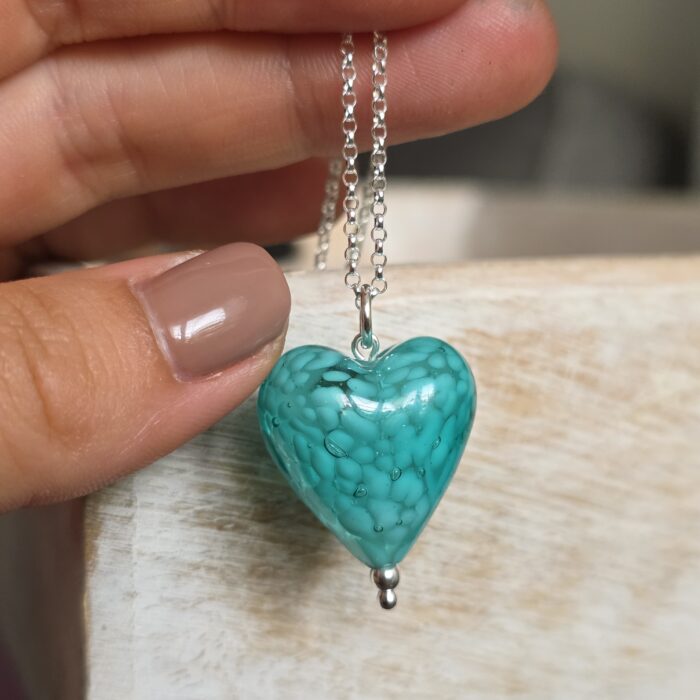 Sea Foam Green Venetian Glass Heart Necklace - Alyssa's Birthday Special - Image 3