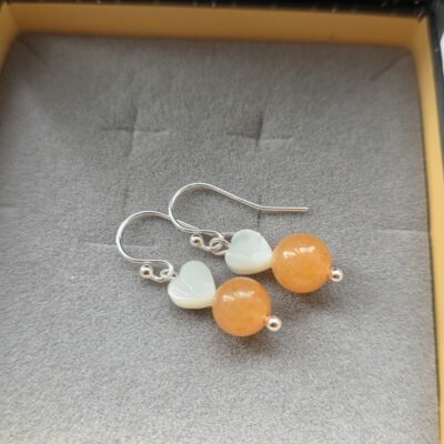 Bargain Hunters Treasure Drop Earrings 1 - Peach Aventurine and Sterling Silver