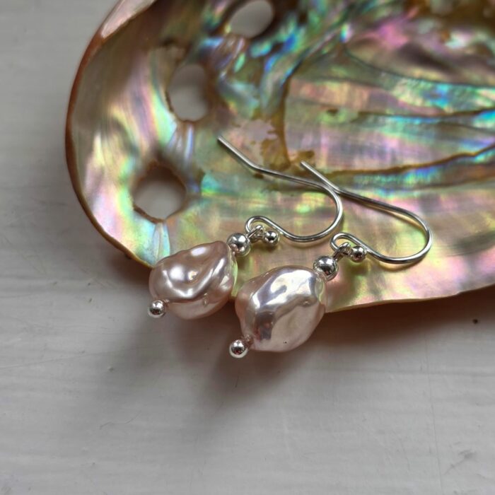 Bargain Hunters Treasure Drop Earrings 14 - Iridescent Pearls and Sterling Silver
