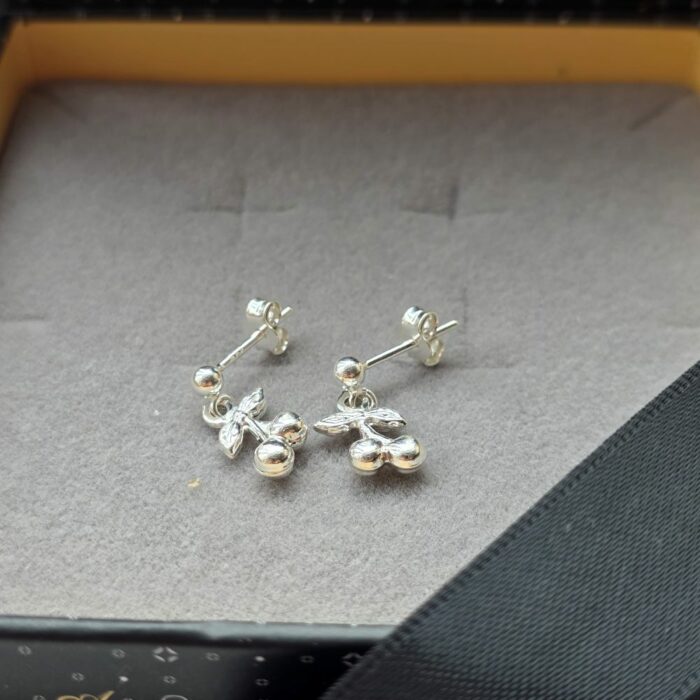 Bargain Hunters Treasure Drop Stud Earrings 8 - Cherries and Sterling Silver