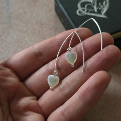 Bargain Hunters Treasure Large Hook Earrings 24-  Mother of Pearl Hearts