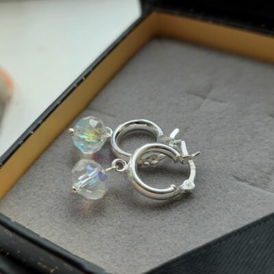 Bargain Hunters Treasure Mini Hoop Drop Earrings 3 - Crystal and Sterling Silver