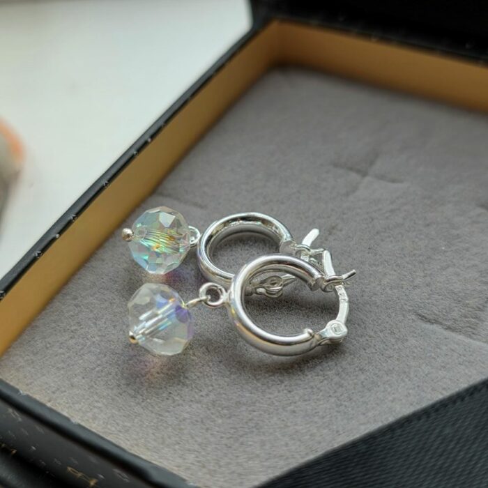 Bargain Hunters Treasure Mini Hoop Drop Earrings 3 - Crystal and Sterling Silver