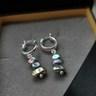 Bargain Hunters Treasure Mini Hoop Earrings 2 - Rainbow Hematite and Sterling Silver