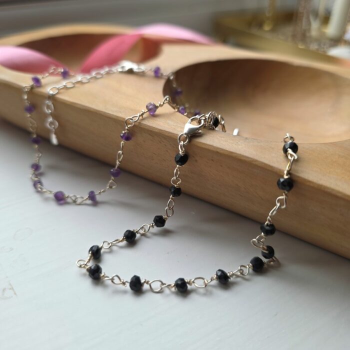 Gorgeous Black Onyx Anklet in Sterling Silver