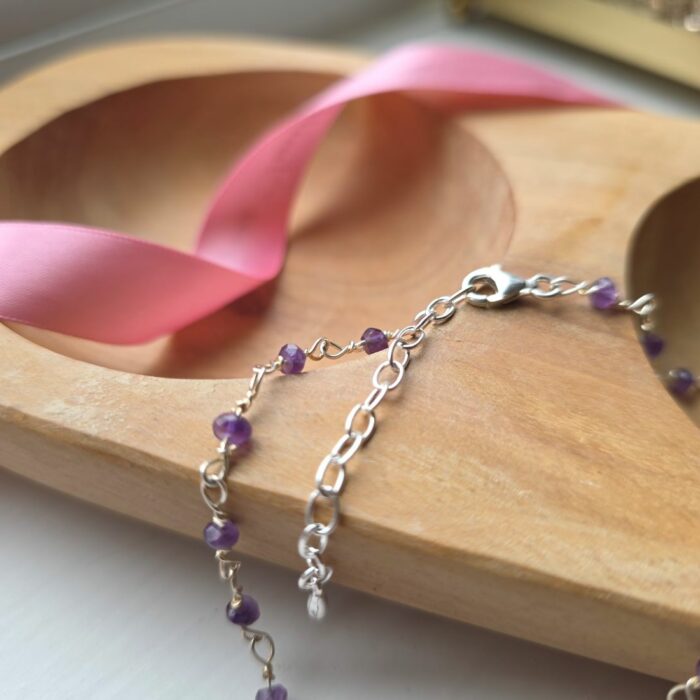 Gorgeous Healing Amethyst Anklet in Sterling Silver - Image 2