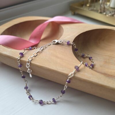 Gorgeous Healing Amethyst Anklet in Sterling Silver