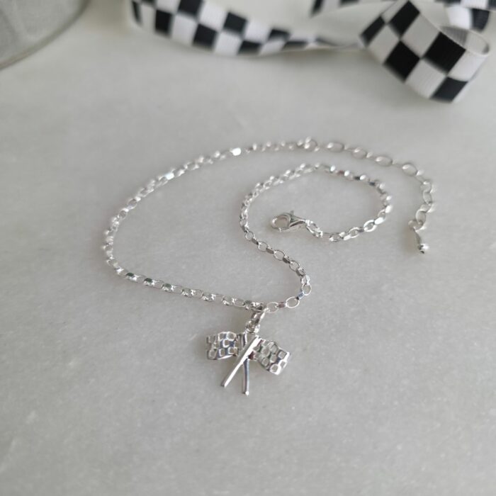 Mini Double Flag Anklet in Sterling Silver - Image 2