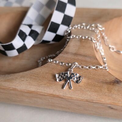 Mini Double Flag Anklet in Sterling Silver