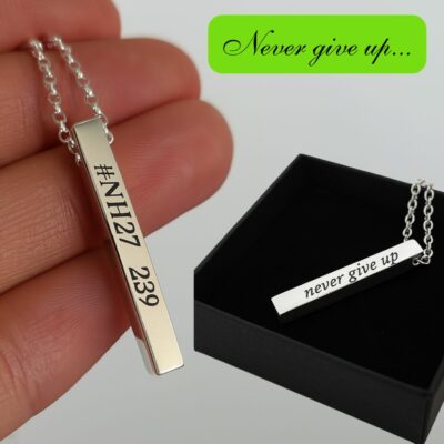 Nico Hülkenberg Never Give Up Unisex Sterling Silver Necklace - Limited Edition with Numbered Collector Card