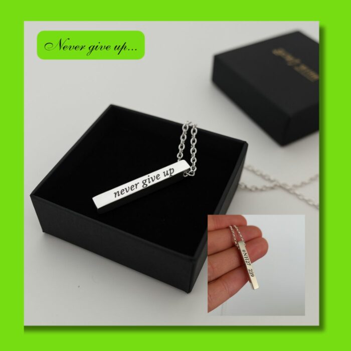 Nico Hülkenberg Never Give Up Unisex Sterling Silver Necklace - Limited Edition with Numbered Collector Card - Image 2