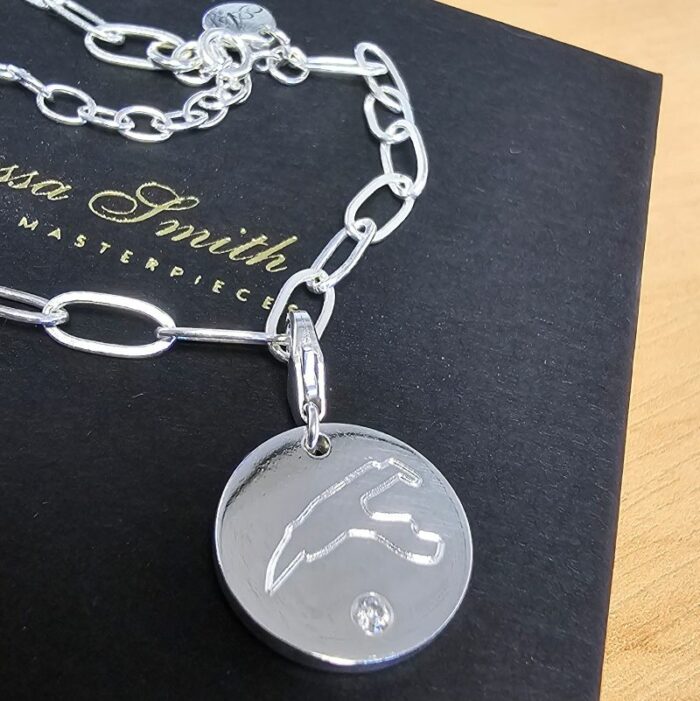 TOP SECRET - Sterling Silver Belgium Track Disc Charm with Sparkling Stone - Image 2