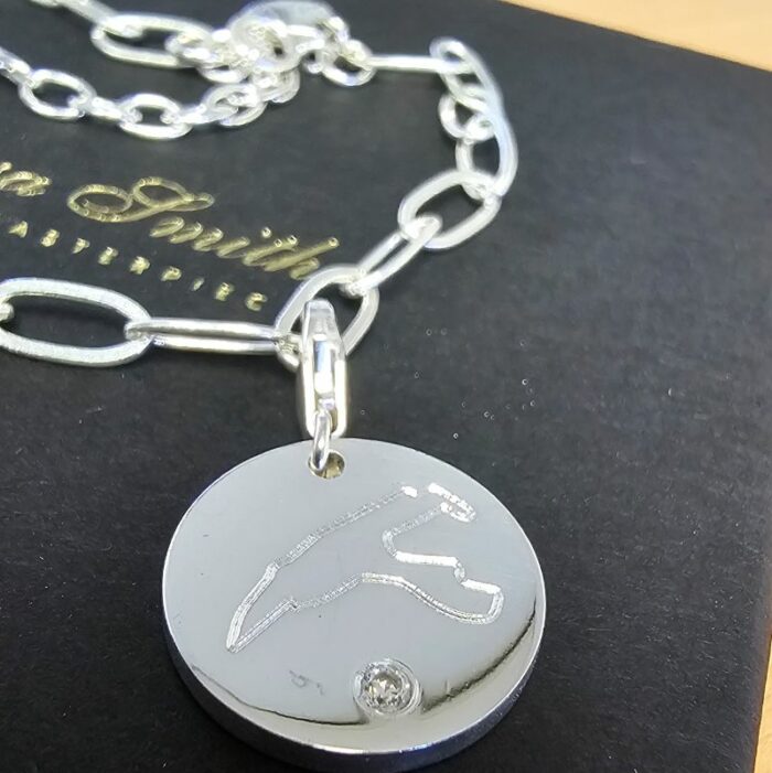TOP SECRET - Sterling Silver Belgium Track Disc Charm with Sparkling Stone - Image 4