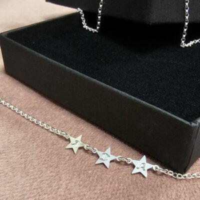 Personalised Family Star Bunting Necklace in Sterling Silver