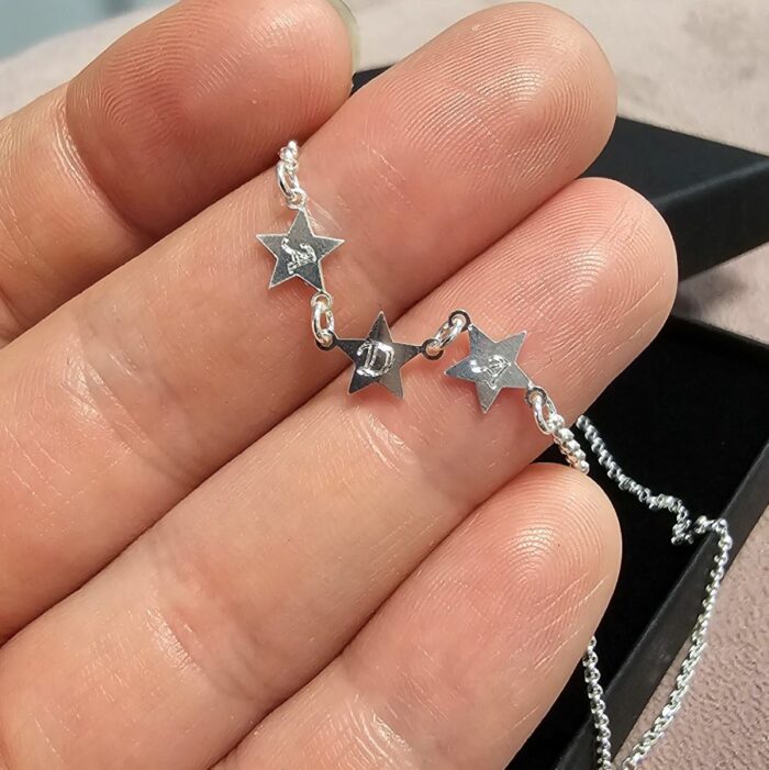 Personalised Family Star Bunting Necklace in Sterling Silver - Image 2