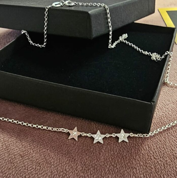 Personalised Family Star Bunting Necklace in Sterling Silver - Image 4