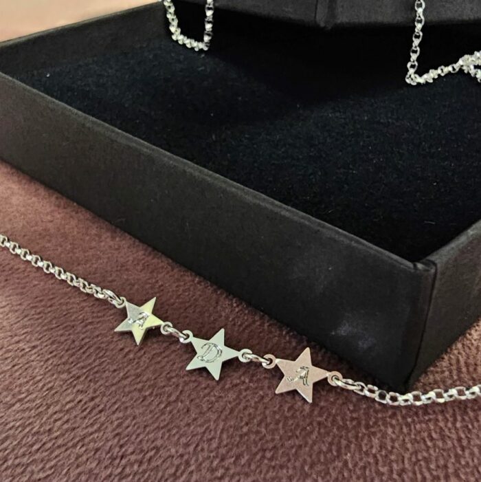 Personalised Family Star Bunting Necklace in Sterling Silver - Image 5