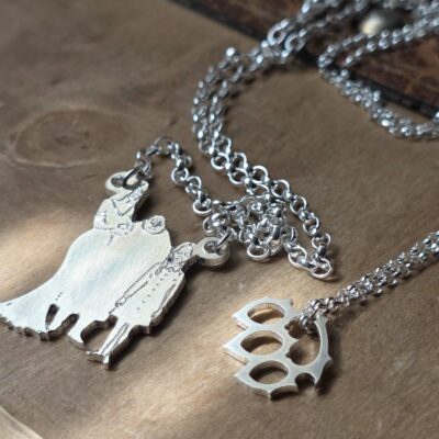 Addams Family Portrait Necklace in Sterling Silver