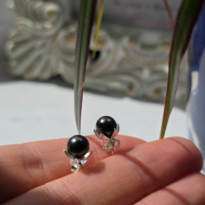 Black Pearl Studs in Sterling Silver - Image 5