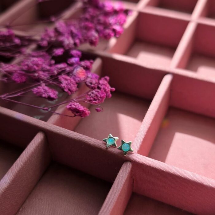 Dinky Star Green Opal Studs- Special Buy Arrival - Image 2