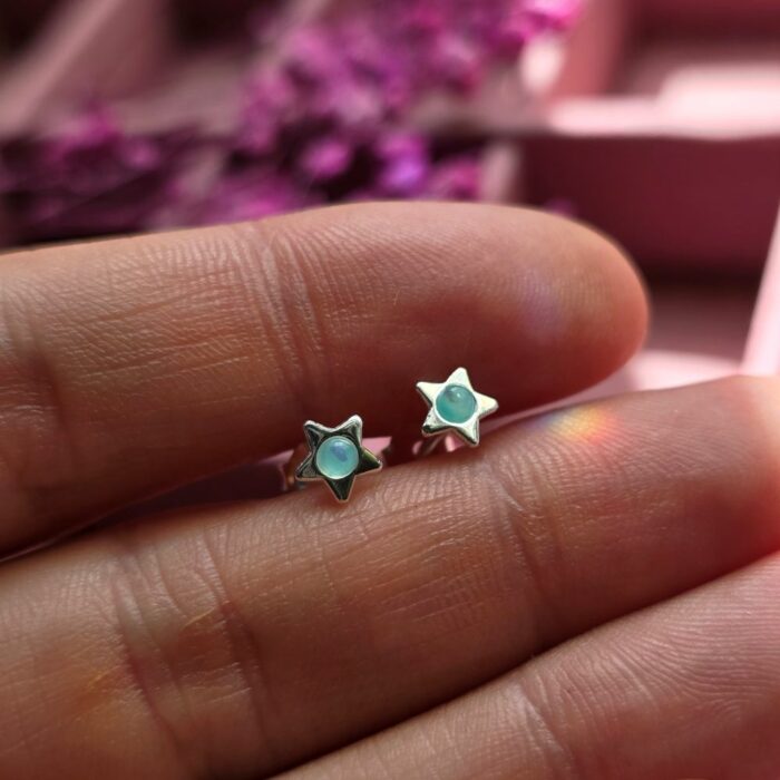 Dinky Star Green Opal Studs- Special Buy Arrival - Image 3