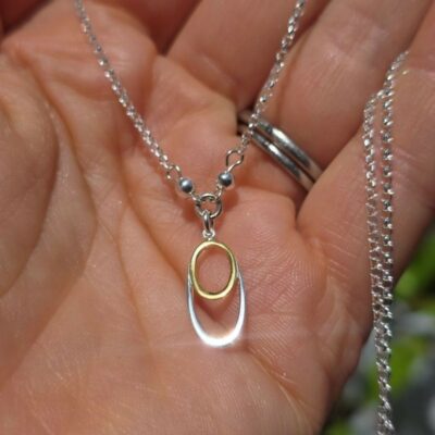 Hidden Gem Oval Golden and Silver Necklace