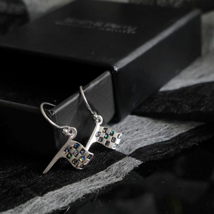 Mini Glitter Enamel Flag Drop Earrings in Sterling Silver - Image 4