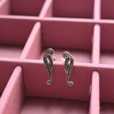 Morticia Addams Silhouette Studs in Sterling Silver