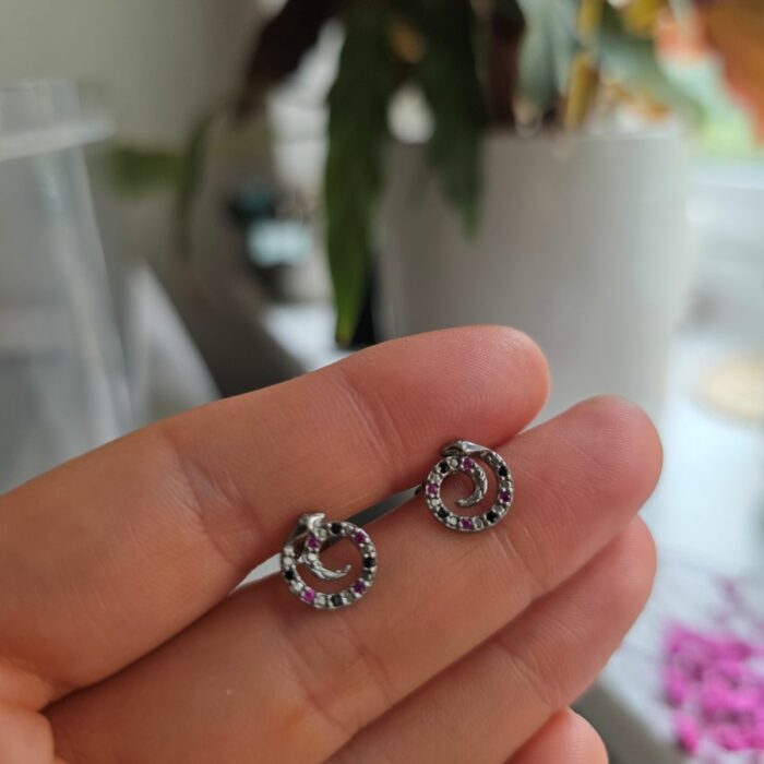 Nevermore Stone Set Serpent Studs in Sterling Silver - Image 3