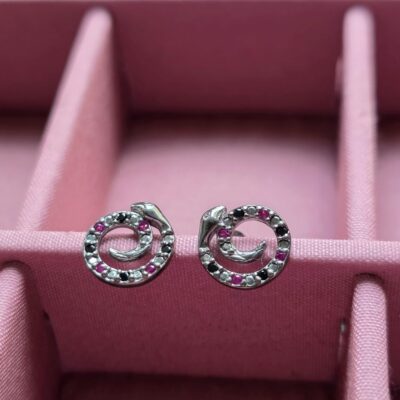 Nevermore Stone Set Serpent Studs in Sterling Silver