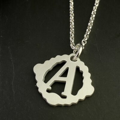 Wednesday Inspired Initial Pendant in Sterling Silver