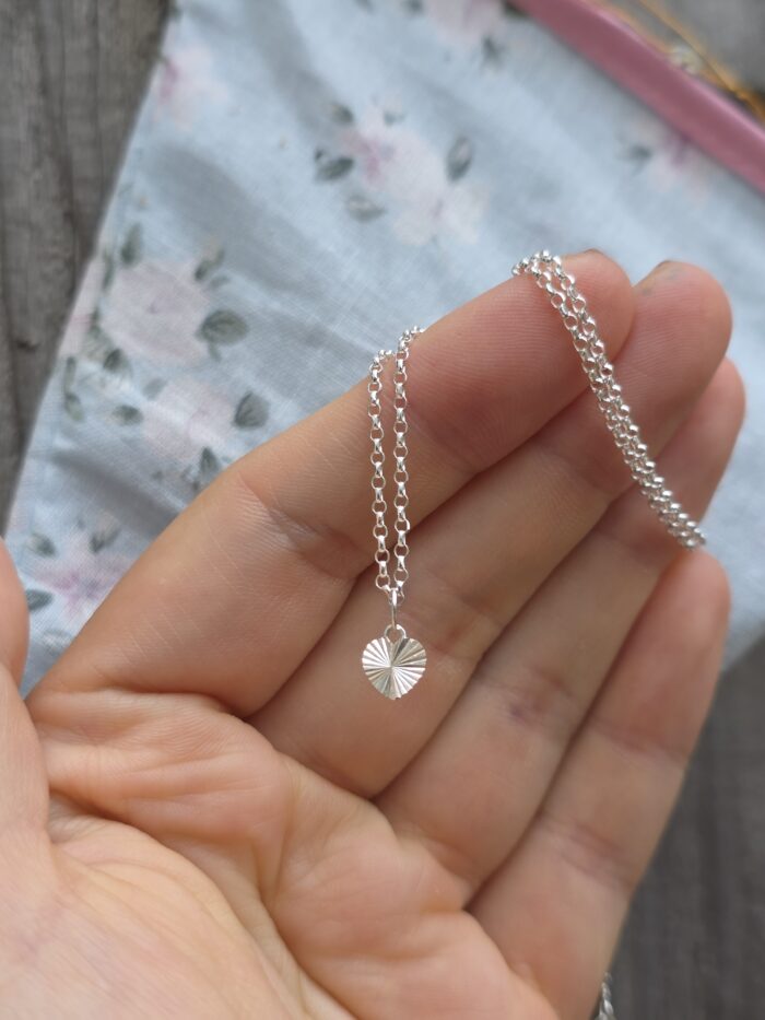 Tiny Starburst Heart Necklace in Sterling Silver - Image 2