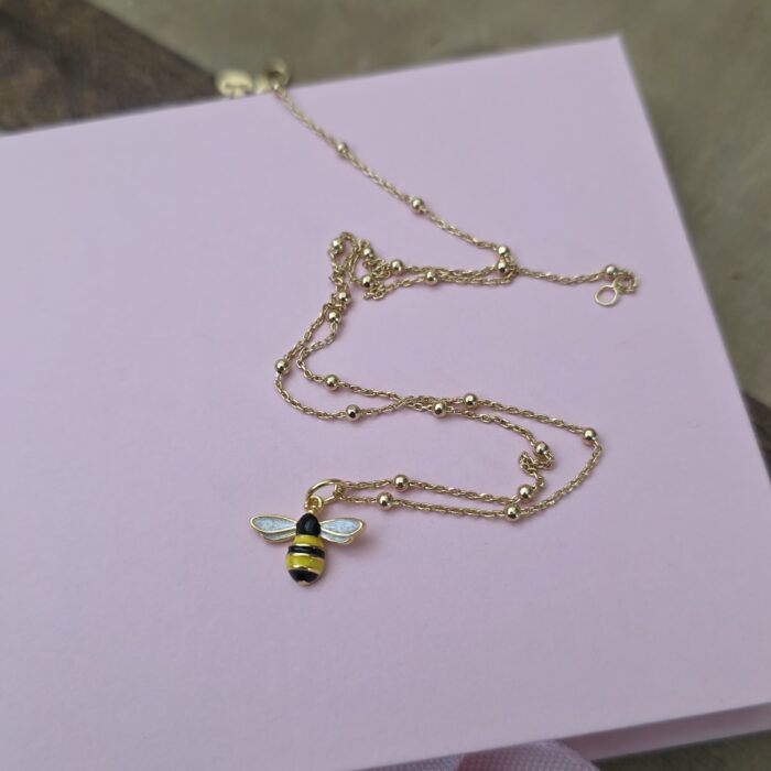 Glittering Golden Enamel Bumble Bee Necklace - Image 4