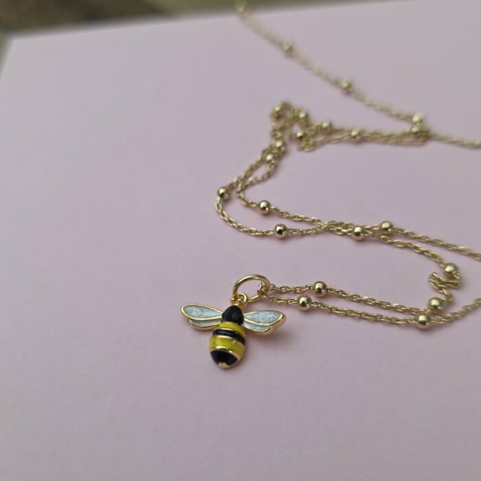 Glittering Golden Enamel Bumble Bee Necklace - Image 3