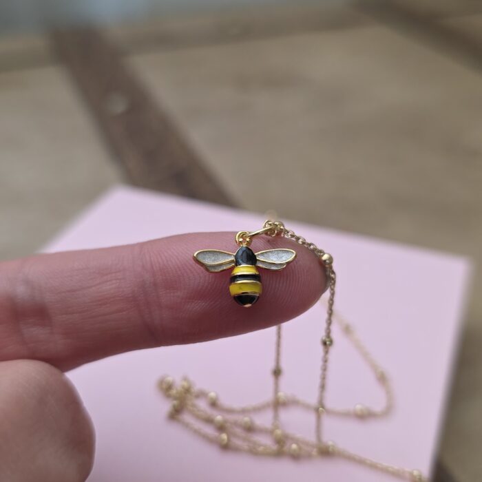 Glittering Golden Enamel Bumble Bee Necklace - Image 2