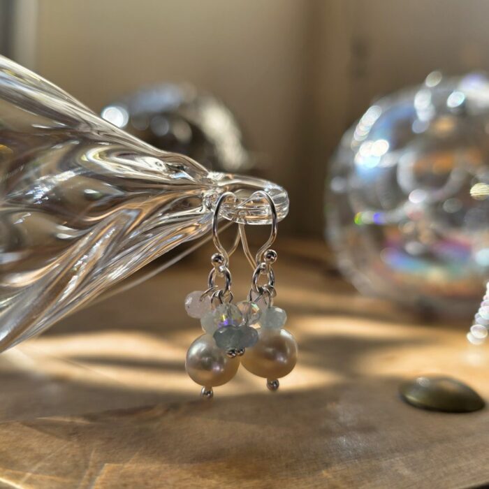 Bargain Hunters Treasure 44 – Beautiful Fresh Water Pearl and Angelite Drop Earrings - Image 4