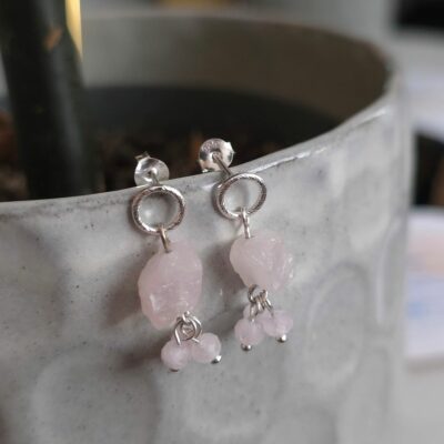 Bargain Hunters Treasure 40 - Circle of Life Stud Drop Earrings with Rose Quartz