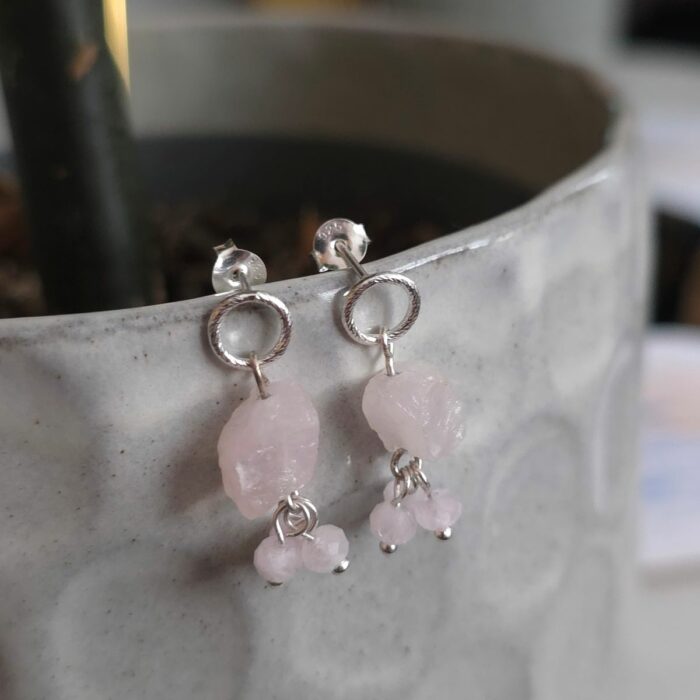 Bargain Hunters Treasure 40 - Circle of Life Stud Drop Earrings with Rose Quartz