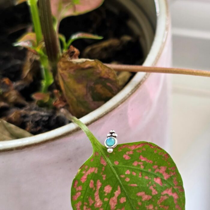 Blue Opal Twist Nose Stud in Sterling Silver - Image 3