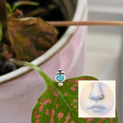 Blue Opal Twist Nose Stud in Sterling Silver