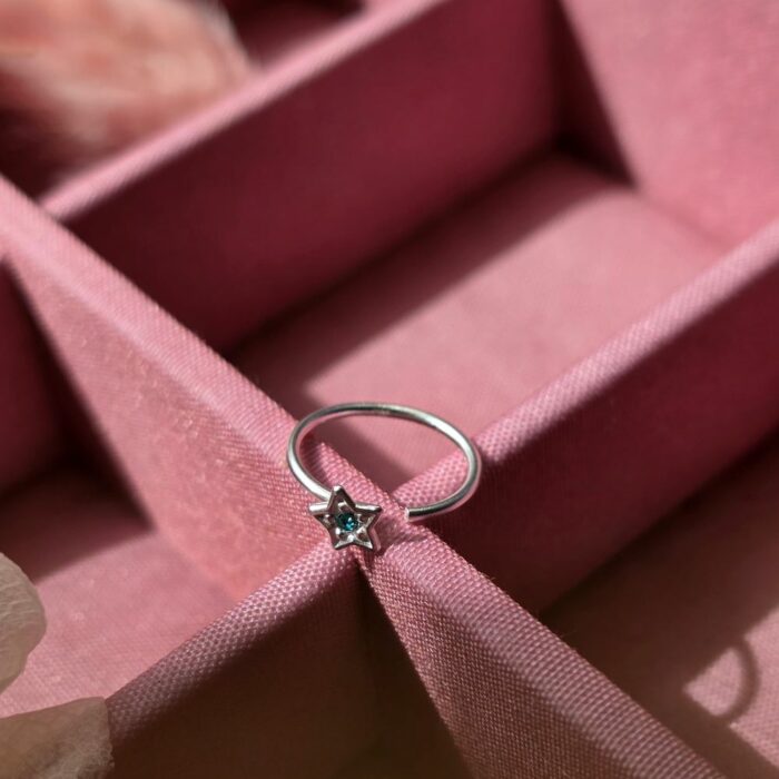 Cleo Sparkling Blue Star Nose Ring in Sterling Silver - Image 3